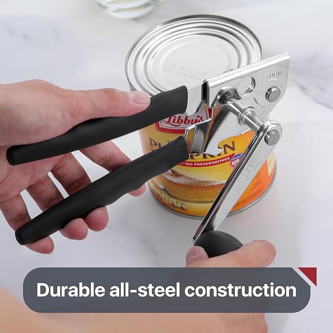 Commercial Can Opener, UHIYEE Hand Crank Can Opener Manual Heavy Duty with Comfortable Extra-long Handles, Oversized Knob, Large Handheld Can Open Easy for Big Cans, Black - Image 4