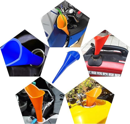 2 PCS Oil Funnel, Automotive Multi-Function Plastic Fuel Funnel with Long Neck, Universal Engine Oil Funnel for Filling Oils Gas Lubricants and Fluids, Car Accessories (2PCS-Blue)