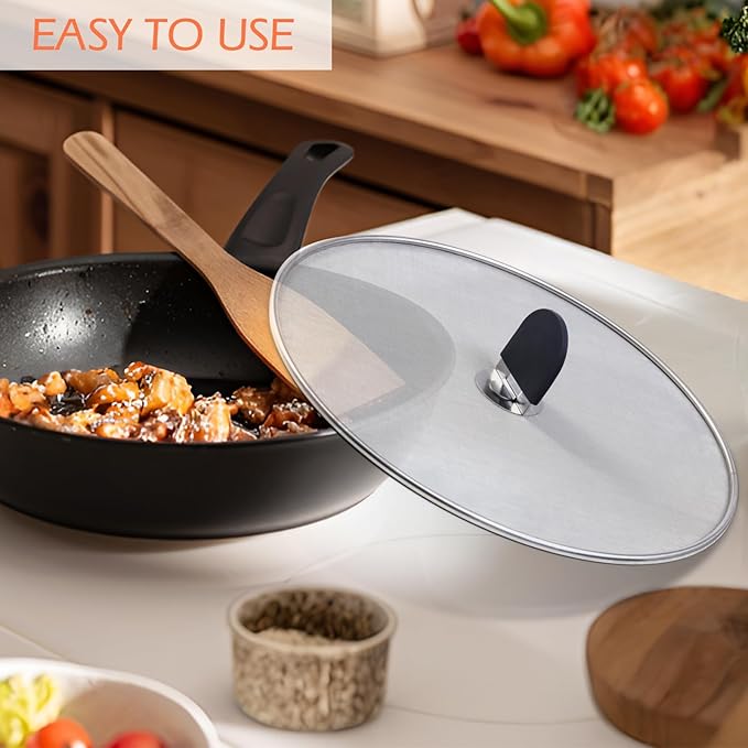 Snowyee Grease Splatter Guard, 3PCS Splatter Screen with Silicone Heat Resistant Handle and Stainless Steel Fine Mesh Design for Safe Indoor and Outdoor Cooking (13/11.5/10 inch and 33/29/25cm) - Image 5