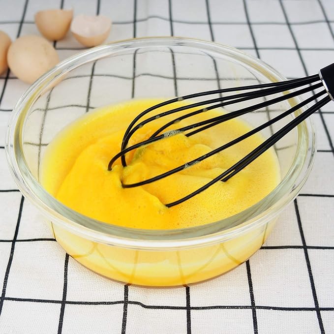 GorGin high temperature and easy to clean silicone whisk, stirrer, 10 inch, grip good grip design for Blending Whisking Beating Stirring Cooking Baking (1 Pack | black) - Image 4