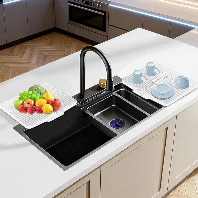 Silicone Dish Drying Mat for Kitchen Counter, Dish Drying Pad, Non-Slip Drain Pad with Built-in Drain, Heat Resistant Stone Drying Mat - Image 6