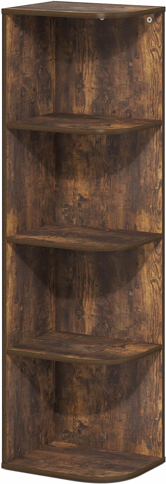 Furinno PASIR Book Shelf, 4-Tier Corner Bookshelf with Open Shelf, Standing Bookcase, 9.3 x 12 x 41.4, for Organization and Storage, for Living Room, Bedroom, Home Office, Amber Pine - Image 6