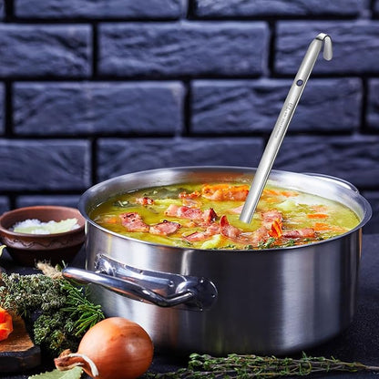 meekoo 3 Pieces Stainless Steel Ladle Soup Handle Ladle with Pouring Rim for Kitchen Cooking Soup Sauce (8 oz) - Image 6