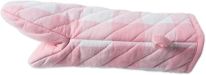 DII Buffalo Check Kitchen Collection, Classic Farmhouse Kitchen Set, Oven Mitt, Pink &White, 2 Piece
