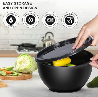 Greentainer Plastic Mixing Bowls with Lids Set for Kitchen, 5 Set Nesting Bowls for Mixing, Baking, Prepping, Cooking and Serving Food, Mixing Bowls Dishwasher, Microwave Safe - Image 3