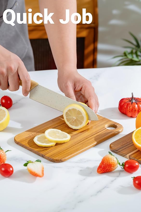 2 Pcs Berkvee Small Teak Wood Cutting Board for Kitchen– Mini Lightweight Wooden Cutting Board- BPA Free