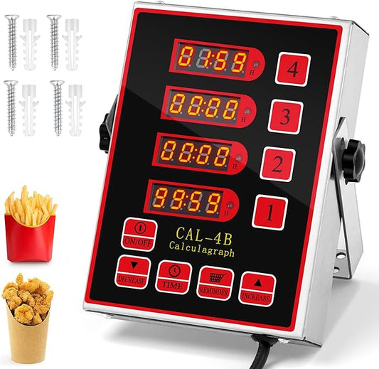 Relaxweex 1 Pack Commercial 4 Channel Digital Kitchen Timer, Multi-Countdown Timer with Loud Alarm & Large LCD Display, Wall Mount or Countertop for Restaurant, Fry Station, Baking & Lab Use by Relaxweex