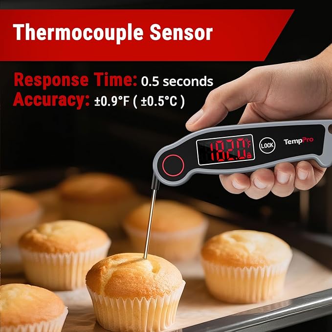 TempPro TP19 Waterproof Digital Meat Thermometer for Grilling with Ambidextrous Backlit & Thermocouple Instant Read Kitchen Cooking Food Thermometer for Candy Water Grill Smoker (Previously ThermoPro) - Image 2