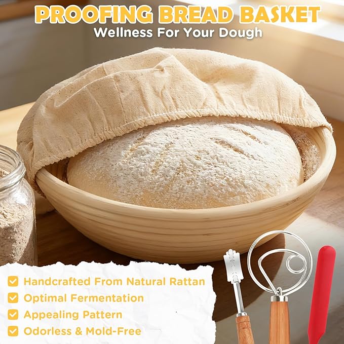 Enameled Cast Iron Dutch Oven Pot with Lid, Incl. Sourdough Bread Baking Supplies Like Banneton Bread Proofing Basket, Starter Jar, Bread Lame, 5QT Dutch Oven for Bread Baking, Oven Safe up to 500°F - Image 6