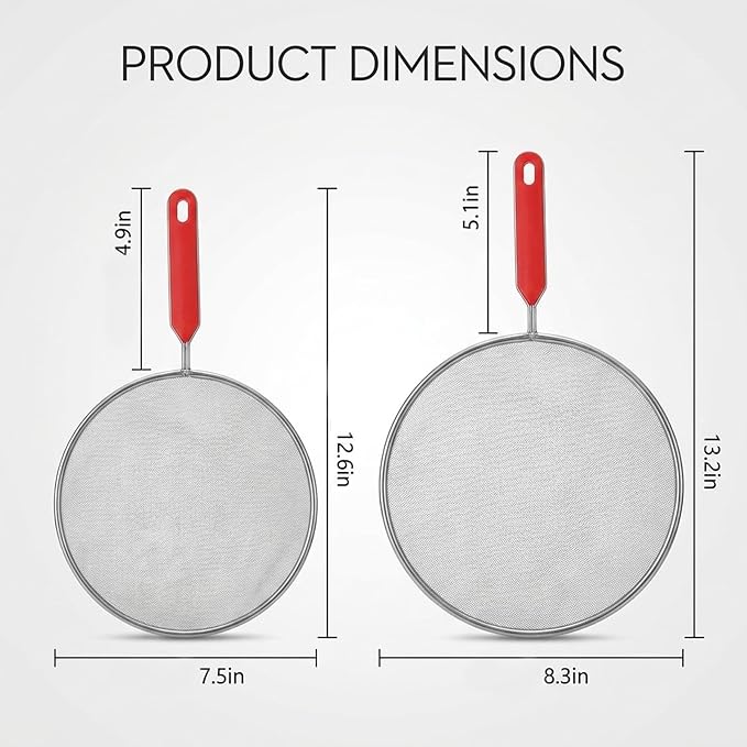 Splash Guard for Frying Pan, Frying Pan Screen Splatter Guard Set of 2, Stainless Steel Oil Splatter Screen for Frying Pans, Kitchen Cooking Protection, Splatter Guard with Heat Resistant Handles - Image 2