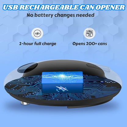 USB Rechargeable Electric Can Opener - Battery Operated, One Touch Auto Operation, Magnetic Lid Holder & Smooth Edge Cutting, Cordless & Hands Free Tin Opener for Seniors, Works with All Standard Cans