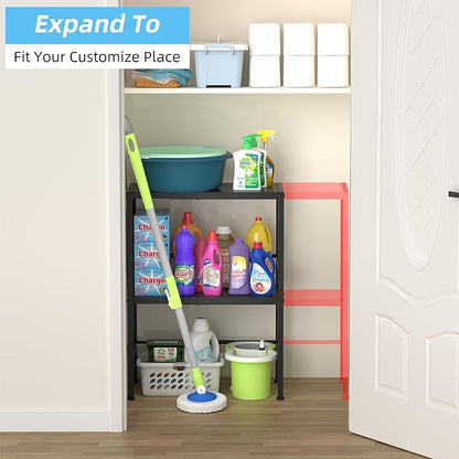 2-Tier Expandable Metal Storage Shelves, 150LBS Heavy Duty Shelving Units and Storage,Adjustable Utility Organization and Storage Shelf Rack For Kitchen Garage Laundry Bathroom Pantry Warehouse - Image 7