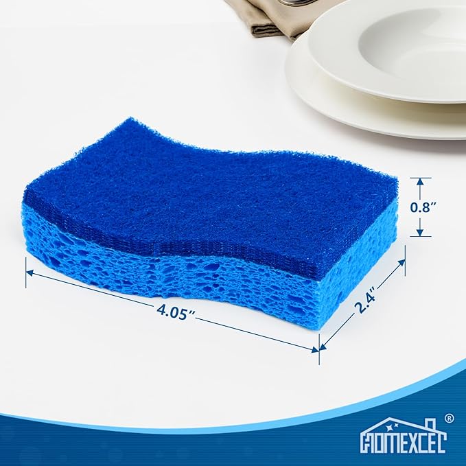 HOMEXCEL Sponges Kitchen 24pcs Non-Scratch for Dishes, Blue Scrub Cleaning Sponge for Non-Coated Cookware, Dishes, Pots, Pans, Dual Sided Dish Sponge for Kitchen, Household, Bathroom - Image 7