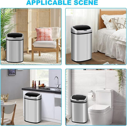 Bigacc Kitchen Trash Can | Stainless Steel 13 Gallon Trash Can | 50L Touch Free Garbage Can with Lid | Electronic Sensor High Capacity Trash Bin for Bathroom Kitchen Office, Silver - Image 9