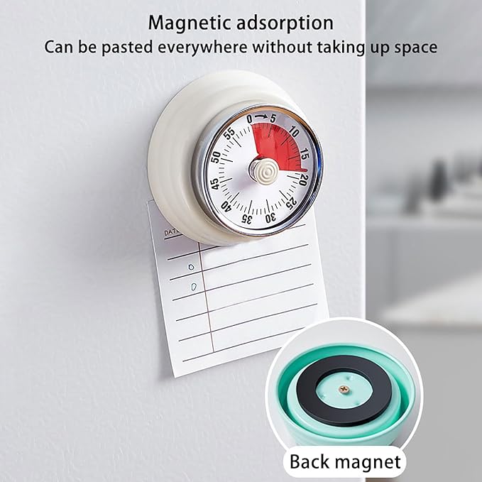 Elegant Stainless Steel Vintage Kitchen Timer with Magnetic Attachment - 60-Minute Countdown & Audible Alarm, Perfect for Cooking, Office Tasks, and Study Sessions (01-Yellow)