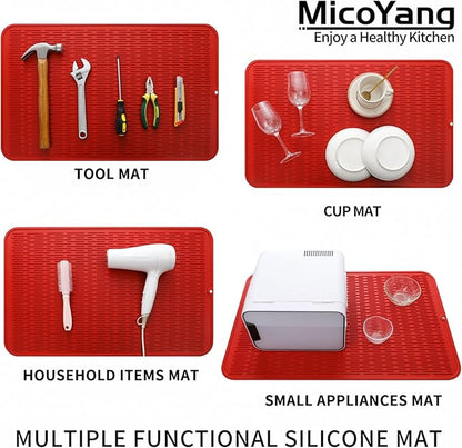 MicoYang Silicone Dish Drying Mat for Multiple Usage,Easy clean,Eco-friendly,Heat-resistant Silicone Mat for Kitchen Counter or Sink,Refrigerator or Drawer Liner Red 3XL 28 inches x 18 inches - Image 4