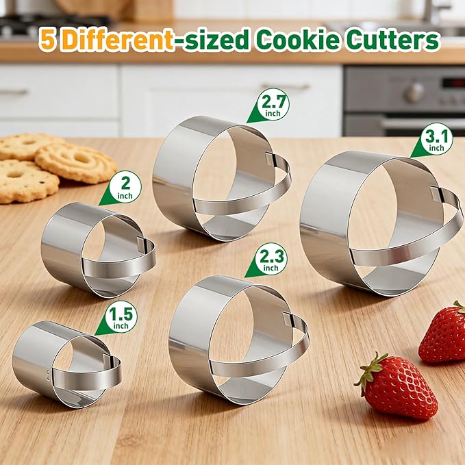 Ninsula Pastry Cutter Set, Stainless Steel Professional Pastry Blender with Biscuit Cutter, Heavy Duty Dough Blender with Soft Grip for Easy Mixing(Black) - Image 3