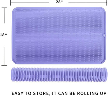 MicoYang Silicone Dish Drying Mat for Multiple Usage,Easy clean,Eco-friendly,Heat-resistant Silicone Mat for Kitchen Counter or Sink,Refrigerator or Drawer Liner Light Purple 3XL 28 inches x 18 inches - Image 2