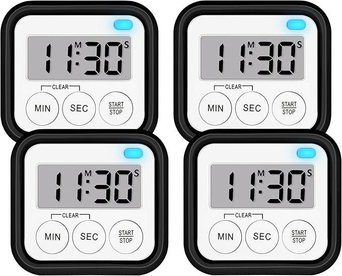 Timer, Kitchen Timers for Cooking Classroom Timer for Kids Teachers Magnetic Digital Timers 4 Pack, Black by AOUVES