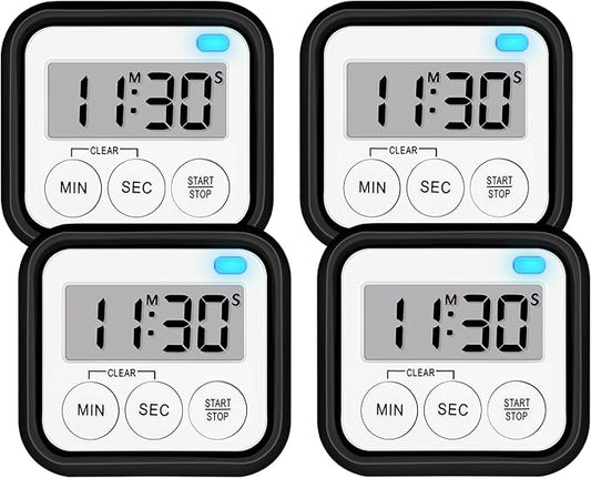 Timer, Kitchen Timers for Cooking Classroom Timer for Kids Teachers Magnetic Digital Timers 4 Pack, Black by AOUVES