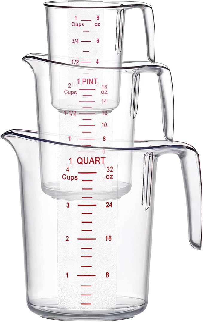 Amazing Abby - Melissa - Plastic Measuring Cups (3-Piece Set), Food-Grade Measuring Jugs, 1/2/4-Cup Capacity, Unbreakable, Stackable, Dishwasher-Safe, Great for Oil, Vinegar, Flour, and More - Image 4
