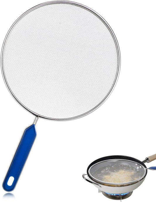 8.3 Inch Grease Splatter Guard for Frying Pan, Stainless Steel Grease Screen with Grip Handle, Ultra Fine Mesh Prevents Oil Splatters for Frying Pan by Unknown