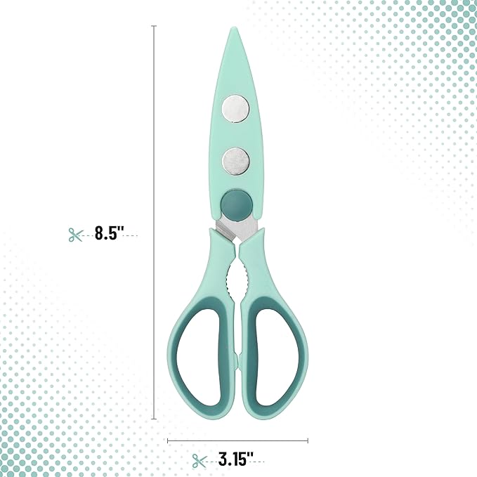 Mr. Pen- All Purpose Kitchen Shears with Protective Sheath, 8 Inch, Dishwasher Safe, Stainless Steel Food Scissors with Micro-Serrated Blades, Durable Utility Kitchen Shears, Teal - Image 2