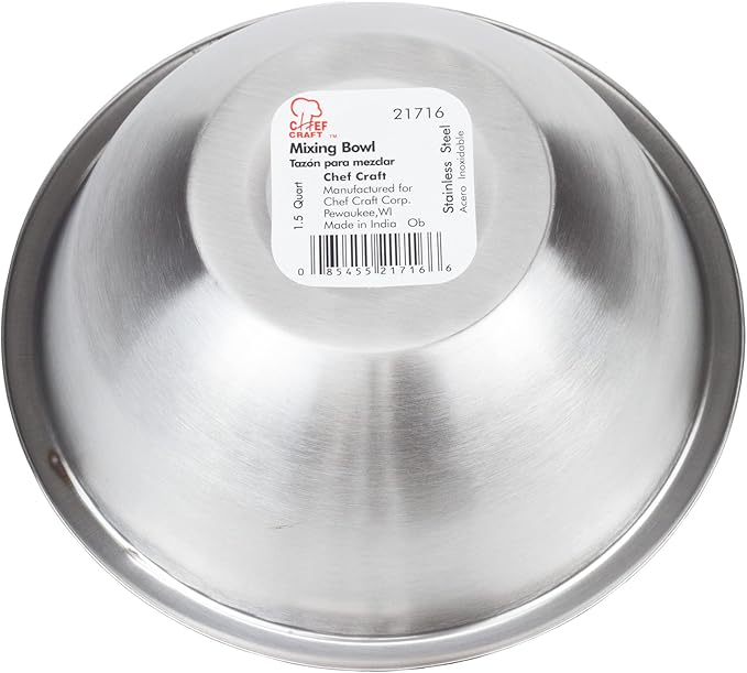 Chef Craft Brushed Mixing Bowl, 1.5-Quart, Stainless Steel - Image 2
