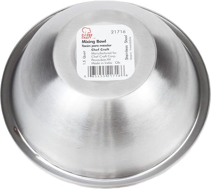 Chef Craft Brushed Mixing Bowl, 1.5-Quart, Stainless Steel - Image 2