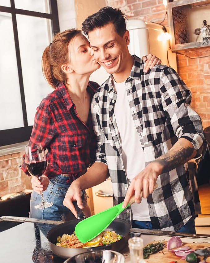 Cooking Spoon for Nonstick Cookwares, Great for Cooking and Serving Sturdy BPA-Free Matte Silicone, Wood Handle Spoon for Mixing, Scoop, and Scrape (AGR, 11.4 inch) - Image 6