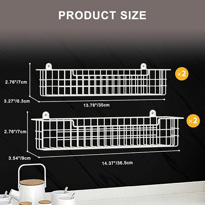 Spice Rack, 4-Pack Seasoning Organizer Wall Mount for Kitchen Storage Organization, Spice Holder Metal Shelf Saving Space for Cabinet, RV, Pantry, White - Image 3