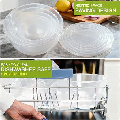 Greentainer Plastic Mixing Bowls with Lids Set for Kitchen, 5 Set Nesting Bowls for Mixing, Baking, Prepping, Cooking and Serving Food, Mixing Bowls Dishwasher, Microwave Safe - Image 8