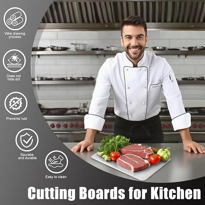 Titanium Cutting Board - 2026 New 100% Pure Titanium Cutting Boards, Food-Grade,Non-Slip Surface, Dishwasher Safe, Elegant Serving Tray, for Charcuterie, Meat, Vegetables, Easy Clean, 15.3"x11" ﻿ - Image 2