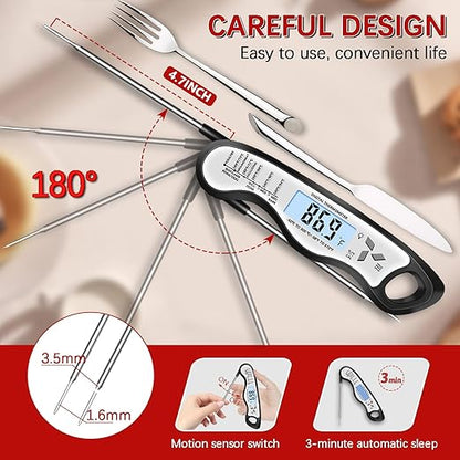 Meat Thermometer Digital，IP67 Waterproof Cooking Thermometer with Backlight, Calibration & Hold Function，Food Thermometer for Cooking,Outdoor Grilling，Suitable as Stocking Stuffers for Men (White-2) - Image 5