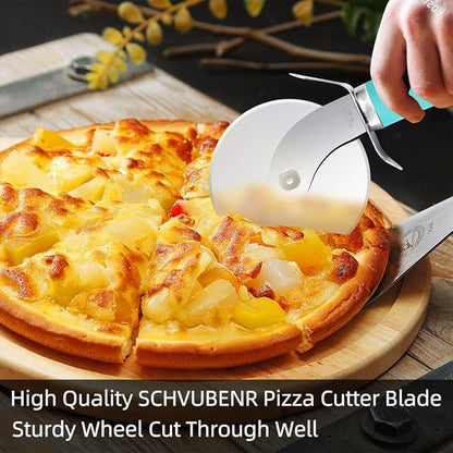 SCHVUBENR Premium Pizza Cutter Wheel - Ultra Sharp Stainless Steel Pizza Slicer with Non-Slip Soft Grip Handle - Multi-Purpose Cutter for Pizza, Dough & Pastry - Dishwasher Safe, Easy to Clean - Blue - Image 8