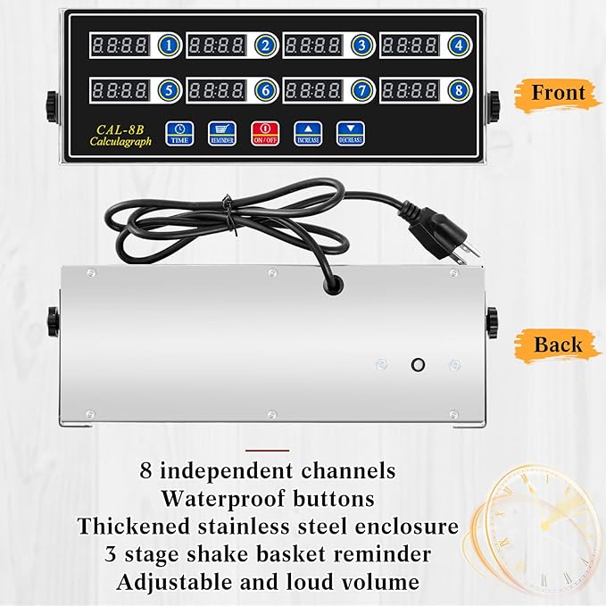 Relaxweex 1 Pack Commercial 8 Channel Digital Kitchen Timer, Multi-Countdown Timer with Loud Alarm & Large LCD Display, Wall Mount or Countertop for Restaurant, Fry Station, Baking & Lab Use - Image 3