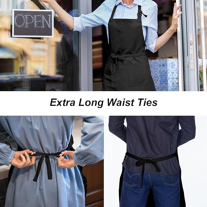 15 Pcs Adult Aprons Bulk with Pockets Adjustable Bib Chef Apron for Women Men Painting Cooking Crafting (S/L) - Image 4