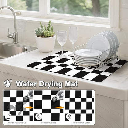 Dish Drying Mats for Kitchen Counter, Waterproof Coffee Mat for Countertop, Under Sink Mats, Coffee Bar Mat Accessories