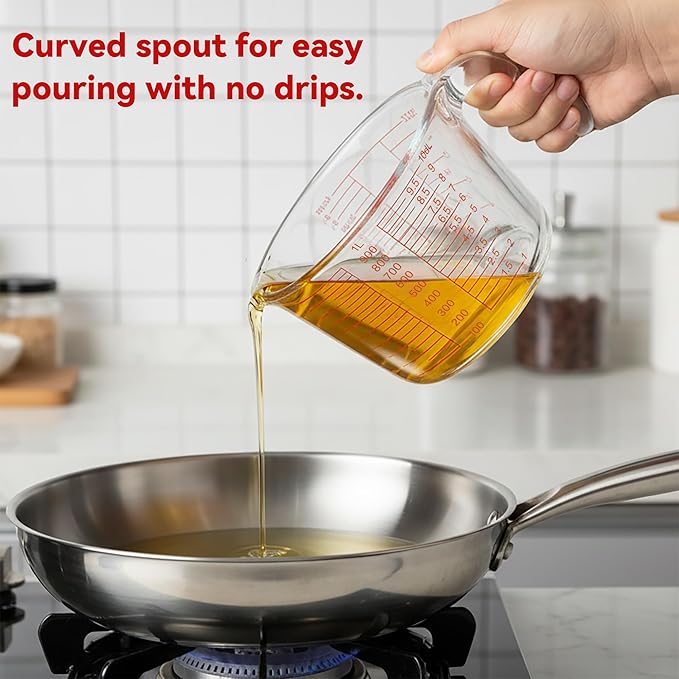 6 Pcs Glass Measuring Cups Set with Lids (Strainer Included) - 1-Cup/2-Cup/4-Cup Nesting Jugs with Easy-Grip Handles, Kitchen Liquid Measuring - Image 6