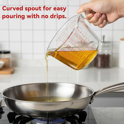 6 Pcs Glass Measuring Cups Set with Lids (Strainer Included) - 1-Cup/2-Cup/4-Cup Nesting Jugs with Easy-Grip Handles, Kitchen Liquid Measuring - Image 6