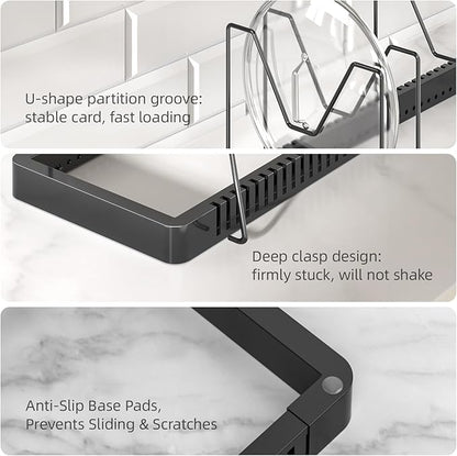 PanPanPal Pots and Pans Organizer under Cabinet, Expandable Pot Lid Organizer Holder with 10 Adjustable Compartment, Pan Organizers inside Cabinet for Lids, Bakeware, Kitchen Storage Pot Rack, Black - Image 4