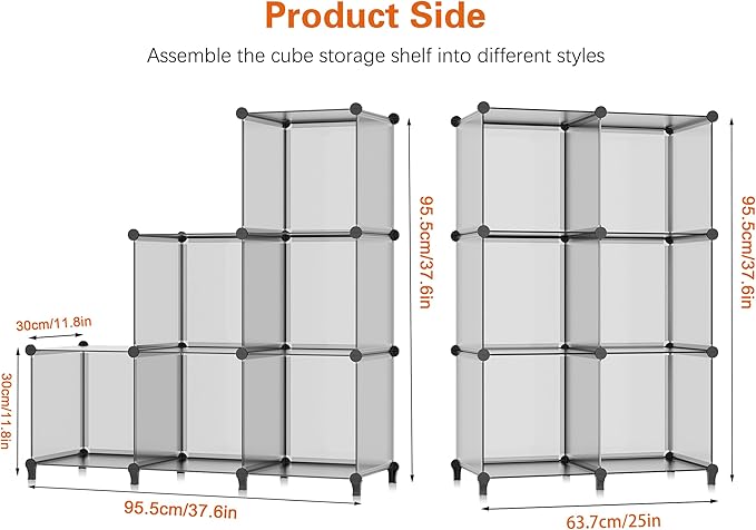 HOMIDEC 6 Light Grey Cube Storage Organizer, Modular Storage Shelf with Hammer, Cube Storage Bin Cabinet Closet Bookshelf for Living Room, Bedroom, Office, Each Cubes Size 11.8 x 11.8 inch - Image 3