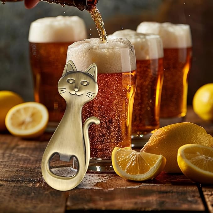 Cat Beer Bottle Opener, Cat Gifts for Cat Lovers, Kitty Beer Opener, Birthday Gifts, Christmas Gifts for Women Men, Bronze with Bag
