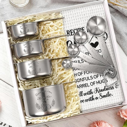 Wedding Gifts for Couples 2026, Bridal Shower Gifts for Bride to Be, Engagement Gift for Newlyweds, Bride Gift, Mr and Mrs Measuring Cups and Spoons Set with Dish Towel