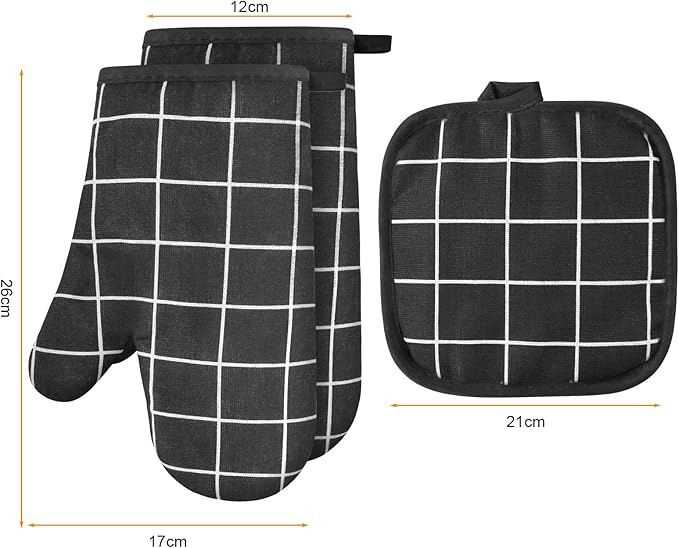 AUAUY Oven Mitts and Pot Holders 6PCS Set, 392°F Heat Resistant Cooking Gloves and Hot Pads Baking Mittens Grilling Gloves BBQ Gloves Non-Slip Kitchen Mittens for Oven Cooking Baking Grilling - Image 7