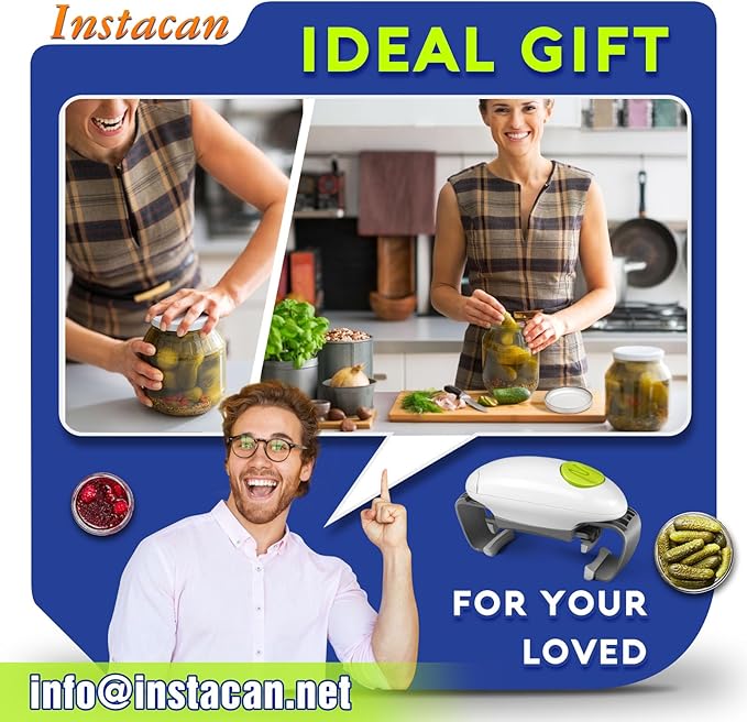 INSTACAN Electric Jar Opener for Seniors with Arthritis, One Touch Automatic Jar Opener for Weak Hands, Easy Open Standard & Vacuum Sealed Kitchen Jars, Auto-Off Design (White)