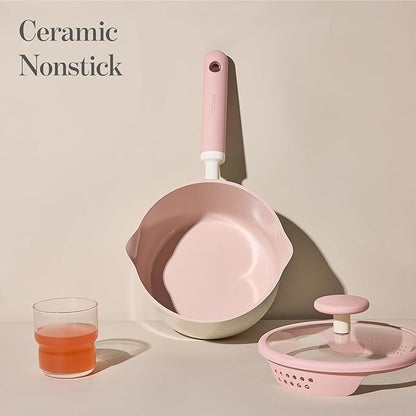 CAROTE 2.5QT & 3.0QT Sauce Pan Sets with Lid & Ladle Ceramic Nonstick Pot Set Non Toxic Saucepan with Stay-cool Handle Small Kitchen Cooking Pots, Easy to Clean, Induction Comptable, PFOA FREE - Image 4