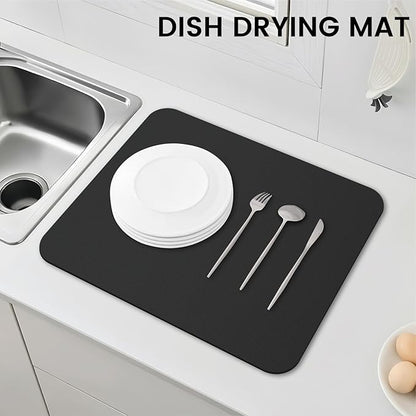 WISELIFE Dish Drying Mat Super Absorbent Drying Mat Large Dish Drying Mats for Kitchen Counter Easy Clean Dish Mat Kitchen Drying Mat15"x 18" Classic Black - Image 6