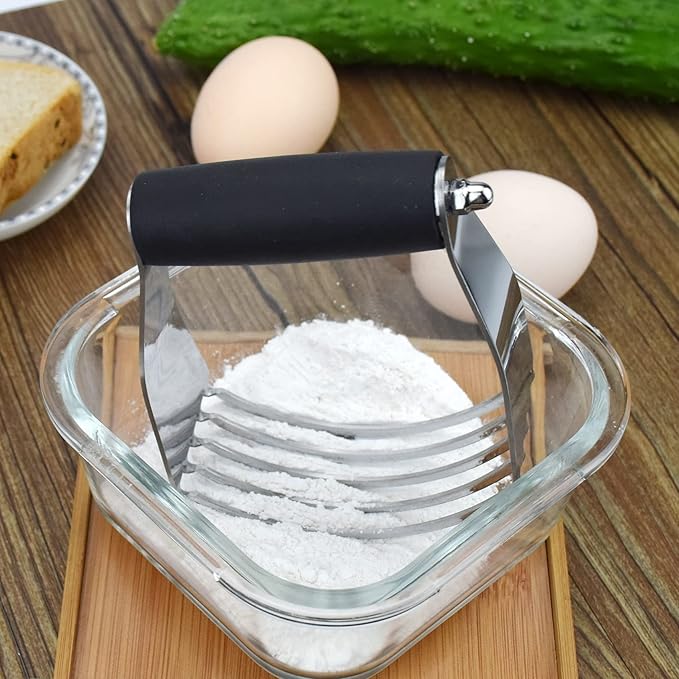 Dough Blender Heavy Duty Pastry Cutter Stainless Steel Butter Cutter Professional Baking Tool For Mixing Flour Butter (Black) - Image 5