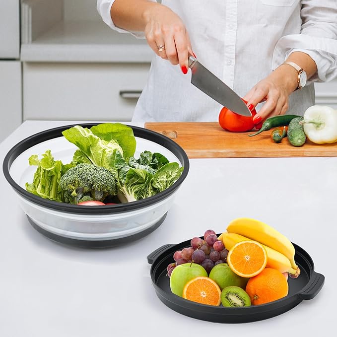 Microwave Splatter Cover for Food with Anti-scald Base Plate,Large Plastic & Silicone Vented Avoid Scalding Collapsible Guard Lid, Plate Holder & Kitchen Colander for Meal Prep-10.7 Inch (2 Pcs BRed) - Image 7